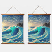 青い波の輝き 吊り下げ型タペストリー (ダブル)