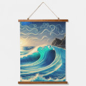 青い波の輝き 吊り下げ型タペストリー (正面2)