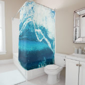 青い波を閉じる シャワーカーテン (インサイチュ)