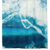 青い波を閉じる シャワーカーテン (正面)