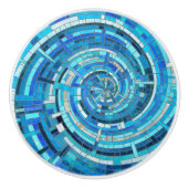 青い波スパイラルモザイク セラミックノブ (正面)
