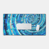 青い波スパイラルモザイク デスクマット (キーボード&マウス)