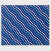 青い波形のシームレスパターン ラッピングペーパー (フラット)