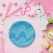 青い波状ストライプパーティー ペーパープレート (パーティー)