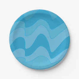 青い波状ストライプパーティー ペーパープレート
