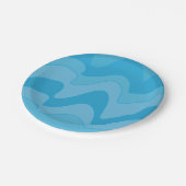 青い波状ストライプパーティー ペーパープレート (アングル)