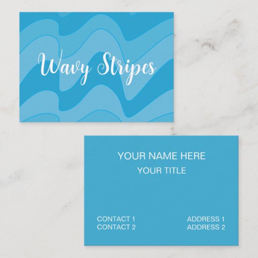 青い波状ストライプ線 名刺 (正面/裏面)