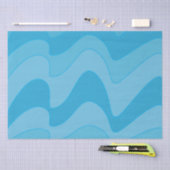 青い波状ストライプ線 薄葉紙 (クラフト)