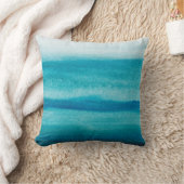 青い波状パターン装飾用クッション クッション (ブランケット)