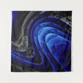 青い波状抽象芸術、デジタルアート背景。 タペストリー (正面(横))