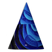 青い波状抽象芸術、デジタルアート背景。 パーティーハット (左)