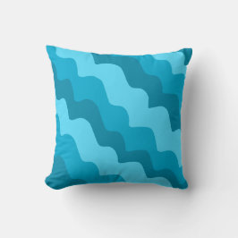 青い波状海波のグラデーション クッション