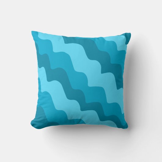 青い波状海波のグラデーション クッション (正面)