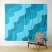 青い波状海波のグラデーション タペストリー (インサイチュ(横))