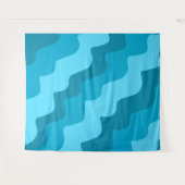 青い波状海波のグラデーション タペストリー (正面(横))