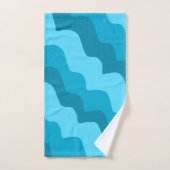 青い波状海波のグラデーション バスタオルセット (ハンドタオル)