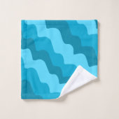 青い波状海波のグラデーション バスタオルセット (ウォッシュタオル)