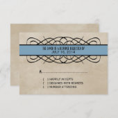 青い波立縁ど応答カード 出欠カード (正面/裏面)