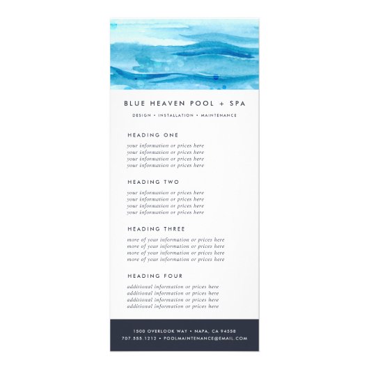 青い波紋 |サービスまたは価格表 ラックカード (正面)