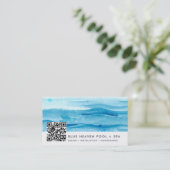 青い波紋 |プールま気にたはQRコードを泳ぐ 名刺 (スタンド正面)