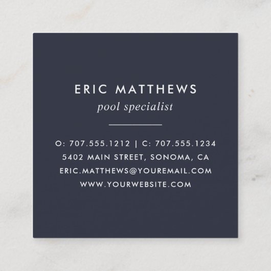 青い波紋 |プール気にまたはスイム スクエア名刺 (裏面)