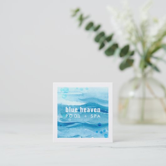 青い波紋 |プール気にまたはスイム スクエア名刺 (スタンド正面)