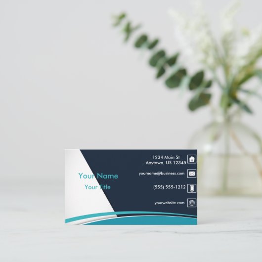 青い波線 名刺 (スタンド正面)