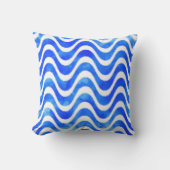 青い波飾り水色 クッション (正面)