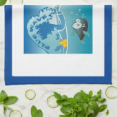 青い波/反切札、 キッチンタオル (折り畳み)