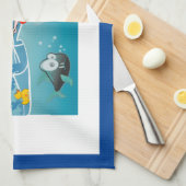 青い波/反切札、 キッチンタオル (四つ折り)