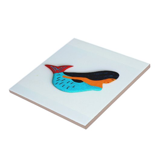 青い泳ぎの人魚のタイル タイル (側面)