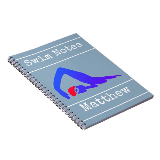 青い泳ぐ人、Swimノートパーソナライズされた、 ノートブック (右側)