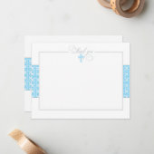 青い洗礼のお礼のカード ノートカード (正面/裏面インサイチュ)