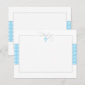 青い洗礼のお礼のカード ノートカード (正面/裏面)