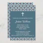 青い洗礼/命名式の招待状（写真なし） 招待状 (正面/裏面)