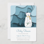 青い洞窟でのポーラーベアのママと赤ちゃんのベビーシャワー 招待状 (正面)