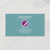 青い洪水の水の創造的な鉛管工のアイコン 名刺 (裏面)