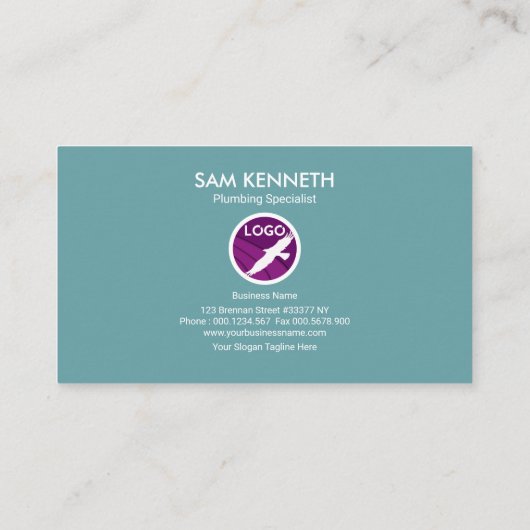 青い洪水の水の創造的な鉛管工のアイコン 名刺 (裏面)