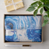 青い流し込み絵を描抽象芸術デカップバックグラウンド 薄葉紙 (ギフト)