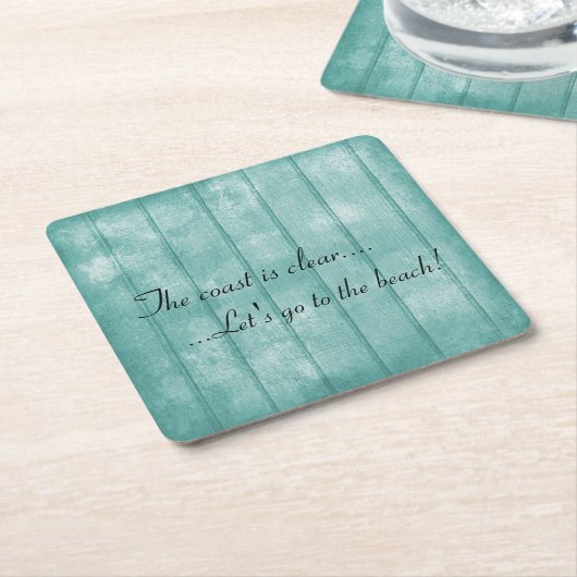 青い流木のビーチのコースター スクエアペーパーコースター (アングル)