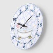 青い浴室の泡 ラージ壁時計 (傾斜)