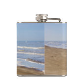 青い海および海岸の写真 フラスク (裏面)