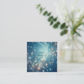青い海かすかな優しいグリッター背景 スクエア名刺 (スタンド正面)