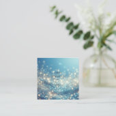 青い海かすかな優しいグリッター背景 スクエア名刺 (スタンド正面)