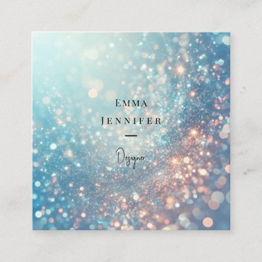 青い海かすかな優しいグリッター背景 スクエア名刺 (正面)