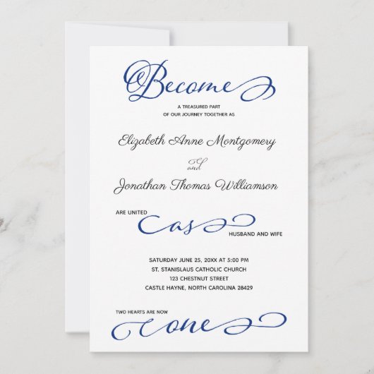 青い海で一つになるビーチウェディング招待状 招待状 (正面)