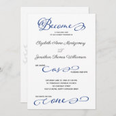 青い海で一つになるビーチウェディング招待状 招待状 (正面/裏面)