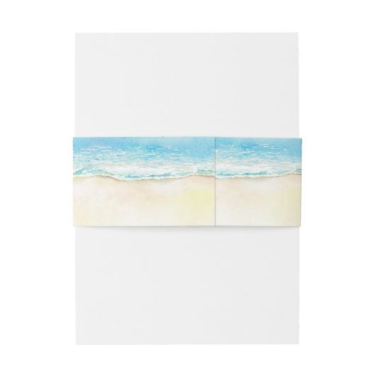 青い海と砂の水の色の宛先の結婚式 招待状ベリーバンド (裏面例)