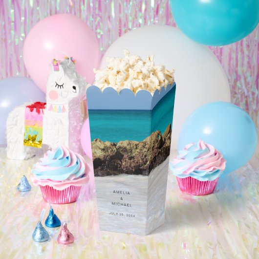 青い海と砂浜のフォトウェディング フェイバーボックス (パーティー)