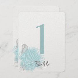 青い海と貝殻のビーチウェディング　テーブルナンバー 招待状
